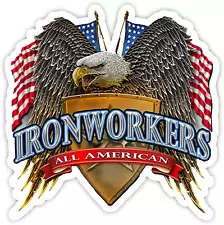 Ironworkers all american eagle Sticker 3.5 in Toolbox decal waterproof vinyl