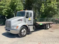 2018 Kenworth T270 S/A Hydraulic Dovetail Flatbed Truck A/T Winch PTO bidadoo