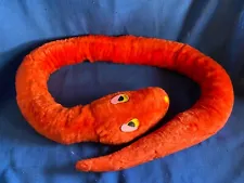 Vintage original Carnival Prize 65" plush Bed Snake Stuffed Animal 1960s Orange