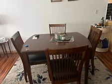 Black Wood Table And 4 Chairs Set For Dining Room Counter Height Clearance Sale