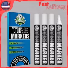 White Paint Marker for Car Tire Lettering Permanent Pens Weatherproof Ink 4 Pcs