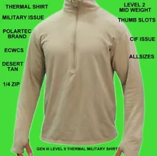 POLARTEC GEN 3 L2 COLD WEATHER WAFFLE SAND TAN SHIRT THERMAL PULLOVER ALL SIZES