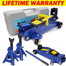 2T Low Profile Floor Jack Hydraulic Trolley Axel Stand Car Truck Lift Jacks Van