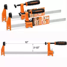 JORGENSEN 2-pack Steel Bar Clamps Set 12''Medium Duty Orange 600 Lbs Load Limit