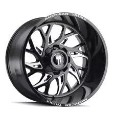 22" American Truxx Destiny 22x12 Black Milled 8x170 Wheel -44mm For Ford Rim