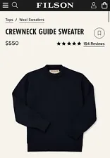 Filson Crewneck Guide Sweater Dark Navy Size M