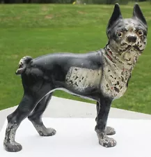 Antique Cast Iron Boston Terrier Dog Doorstop