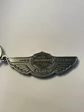 Harley Davidson 100th 2003 Anniversary Ring Fob Keychain Pewter 100 Years 2-tone