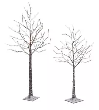 USEDOPEN BOX Pre Lit Flocked Artificial Birch Tree 296 Warm White LED Lights Set