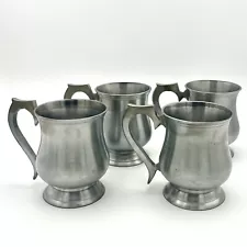 Vintage Pewter Mugs (4) Made In India 4” Tall READ