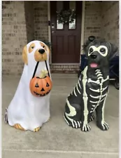 Golden Retriever Halloween Dog Blow Mold Ghost LED Lit 2024 Home Depot 2.5 Ft