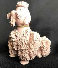 VINTAGE PINK POODLE SITTING DOG FIGURINE SPAGHETTI STYLE