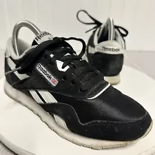 Size 7.5 - Reebok Classic Leather Nylon Suede Black White