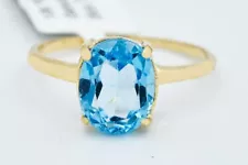 GENUINE 2.84 Cts BLUE TOPAZ RING 10K YELLOW GOLD - Free Appraisal - NWT