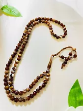 ISLAMIC 99 BEAD Natural TIGER EYE Stone Prayer Beads