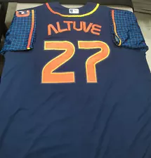 Size M Jose Altuve #27 Houston Astros City Connect Navy Cool Base Jersey.