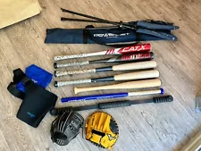 Lot of Baseball Equipment: 5 Marucci Bats & Glove, Training mit, Powernet + more