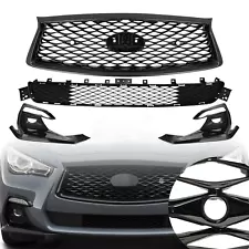 For 2018-2022 Infiniti Q50 Sport Front Upper Lower Grille Fog Light Bezels Cover