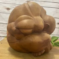 Sacred Weeping Buddha Sculpture Figurine Statue Yogi Solid Wood Asian Meditation