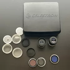 Telescope Celestron Eyepiece Lot W/ Case 2 Eyepieces 3 Filters