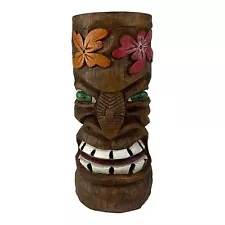 Tiki Totem Faux Wood Sculpture Statue Indoor/Outdoor Patio Decor Hawaiian 11”