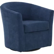 Pemberly Row 19"H Traditional Fabric Swivel Club Chair in Indigo