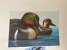 1979 Federal Duck Print “G-W Teal” W/Companion -Artist Signed stamp-Remarque