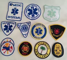 LOT of 12: Fire Dept/ Paramedic/EMT/Rescue/ Medic & Ambulance Patches. SALE