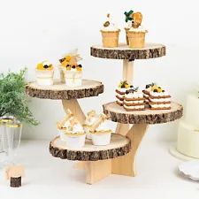 15 in Brown 4 Tier Round Natural Wood Cupcake DESSERT STAND Party Decorations