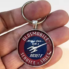 Vintage GM Olds Rocket 8 Oldsmobile Service and Sales Sign Keychain Reproduction