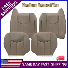 HOT SALE Both Side Bottom & Top Leather Seat Cover Tan For 03-06 Chevy Silverado