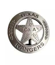 Replica Texas Rangers Company A Badge - Silver Finish Novelty Western Badge