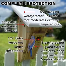 Peterson Bluebird House | Cedar | Insulated | Predator Guard | Weatherproof