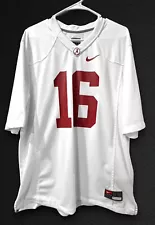 Nike Team ALABAMA CRIMSON TIDE #16 NCAA White Football Jersey - Size LARGE