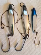 2 Vintage UFO 5 Chrome JIgs + Blue/Chrome UF0 1 Rigged with Wire and Single Hook