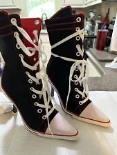 Anne Michelle Nowell Stiletto High-top Sneaker Boot Heels Size 7 1/2 Excel Cond