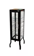 Dulton Vintage Metal and Glass Medical Dental Cabinet Shelving with Lock and Key