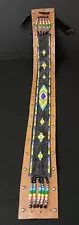 36.5" WIDE LEATHER BEADED GEOMETRIC DESIGN NATIVE AMERICAN INDIAN DANCE BELT