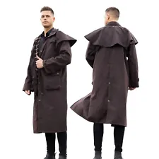 Premium Western Unisex Waterproof Cowboy Cowgirl Cotton Oilskin Long Duster Coat