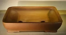 Tan Unglazed Ceramic Bonsai Pot Rectangle OD 16" x 13" x 4"