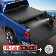 6.5FT Truck Tonneau Cover Roll Up Bed For 1997-2004 Dodge Dakota Fleetside w/LED