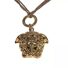 VERSACE Medusa Head Multi chain Goldtone Necklace Unisex