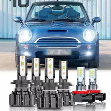 For Mini cooper 2003 2004 2005 2006 2007 LED Headlight Fog Light Bulbs KIT 6000K