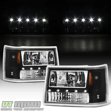 1-Piece Black 1993-1998 Jeep Grand Cherokee LED Headlights+Bumper+Corner Lights