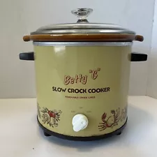 Vtg Betty G Slow Crock Cooker Pot Abbott NY USA Tested EUC Green Crab 4.5 Quart