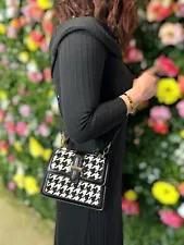 Women's Houndstooth Top Handle Handbag Crossbody Handbag