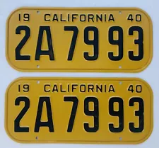 1940 California License Plates Pair. DMV Clear, Restored Professionally.