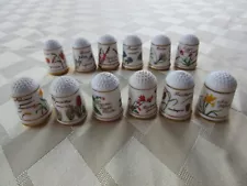 New ListingVintage 1978 Set of 12 Flower Thimbles Franklin Porselein Bloemen Van Nederland