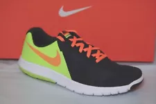 NIKE FLEX EXPERIENCE 5 (GS) KID SHOE, SIZE 4.5 WIDE, BLK/ORANGE/VOLT, 844995 002