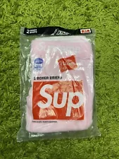 Supreme Hanes Boxer Briefs (2 Pack) Pink Size Small 28-30